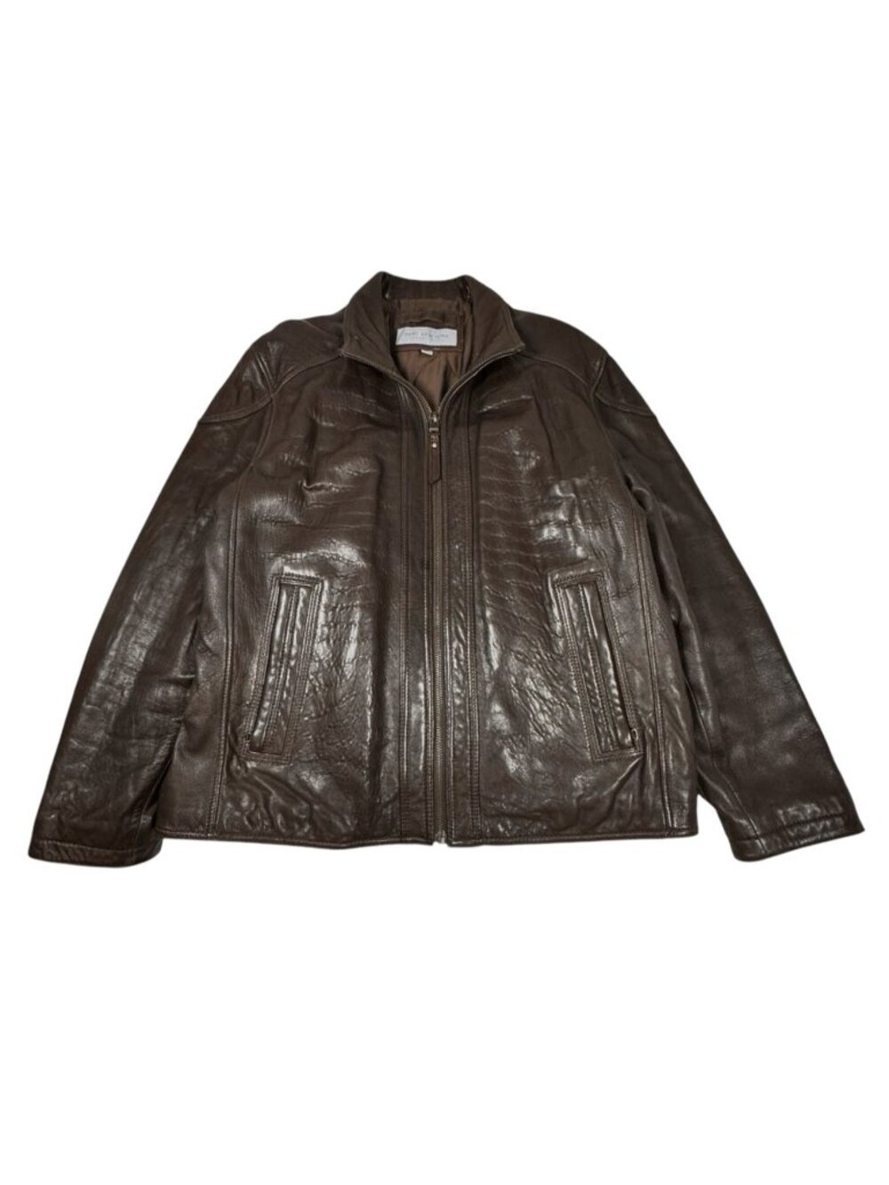 VTG 90s Marc New York Andrew Mark Brown Leather Bomber Jacket Sz XL Insulated